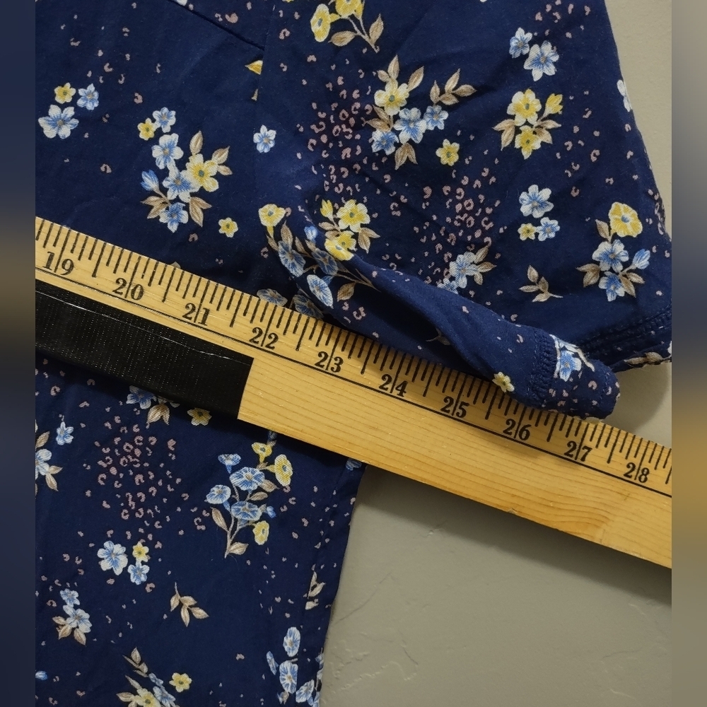 Torrid Navy‎ Floral Challis Mini Dress 2X Trapeze Short Sleeve Beach Coastal - Picture 9 of 12